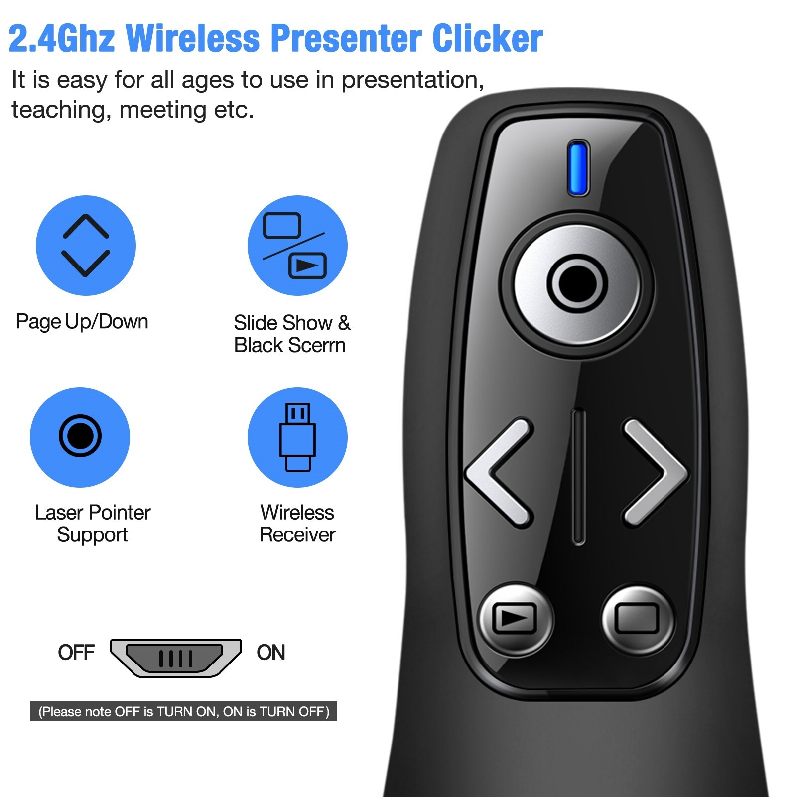 For PC Power point Presentation Remote Wireless Presenter Laser Pointer Clicker