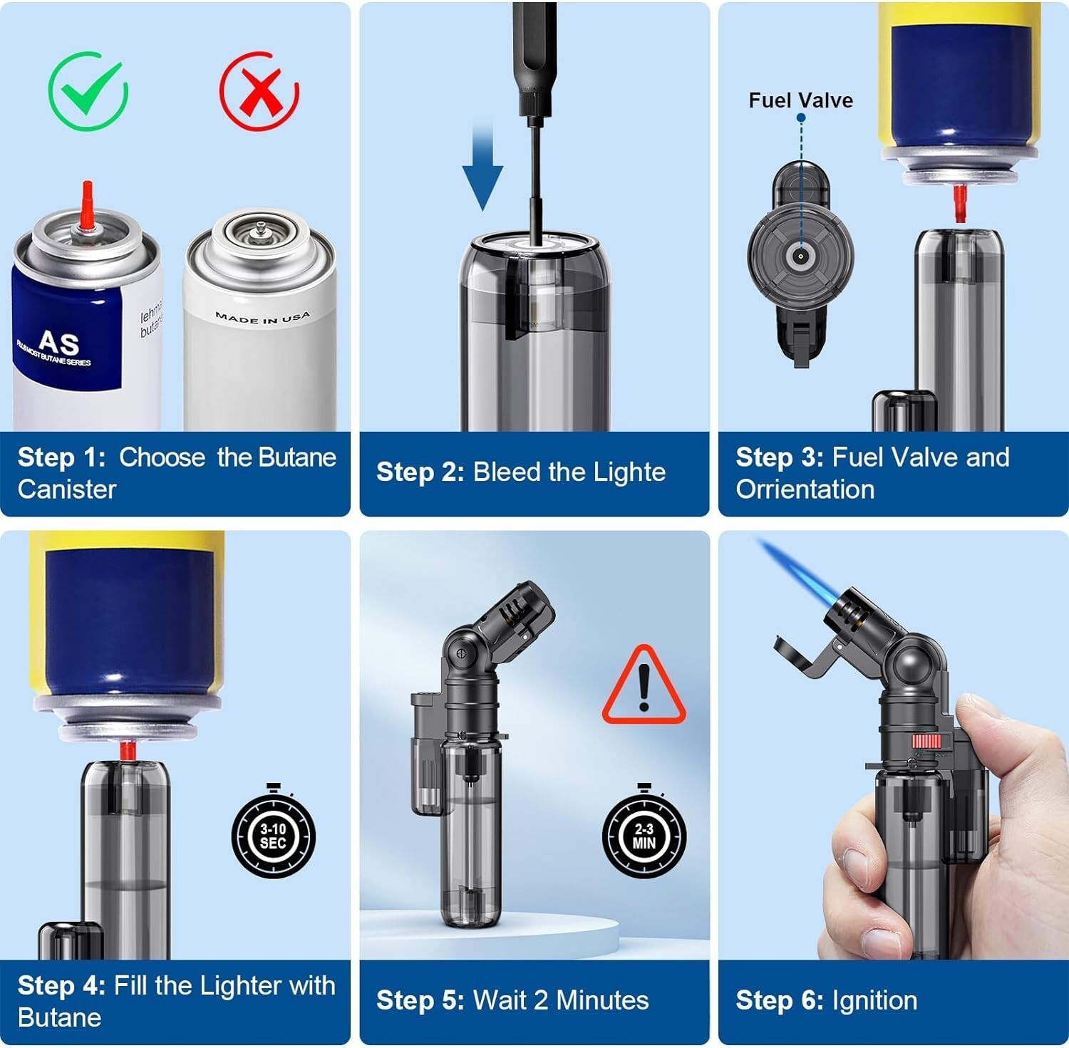 Torch Lighters, 4 Pack, Butane Refillable Torch Lighter, Rotatable Head, Windpro
