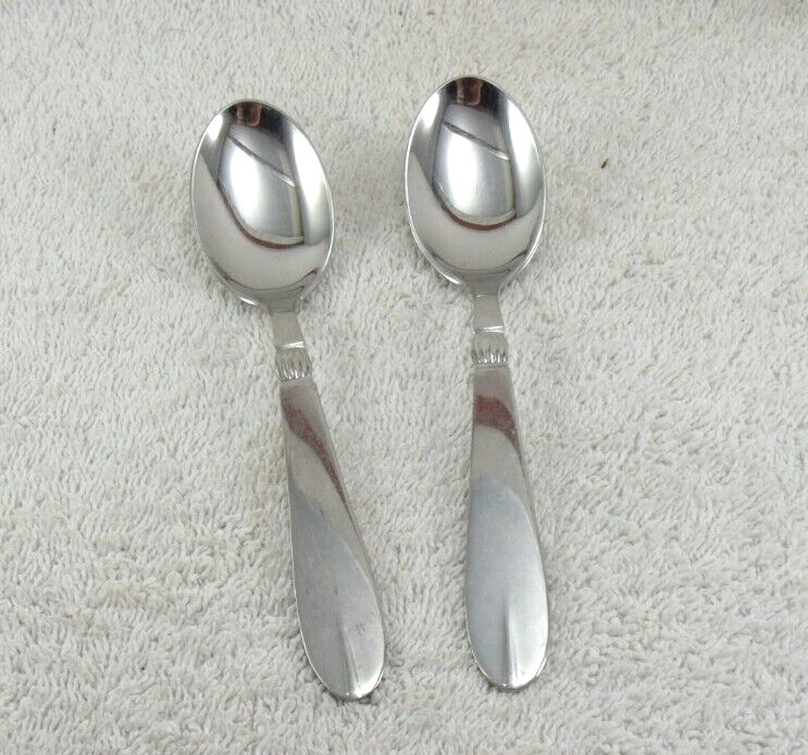 Inger Teaspoon Lot of 2 Sival Glossy Stainless Flatware Denmark