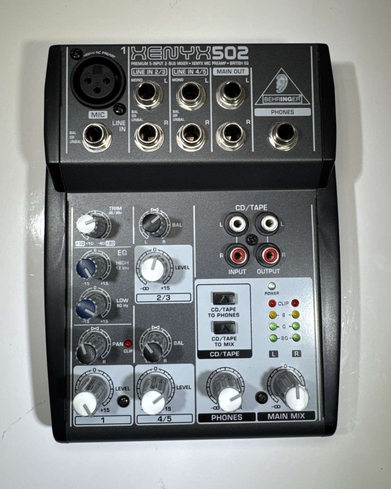 Behringer Xenyx 502 Premium 5-Input 2-Bus Mixer  Mic Preamp (No Power Supply)