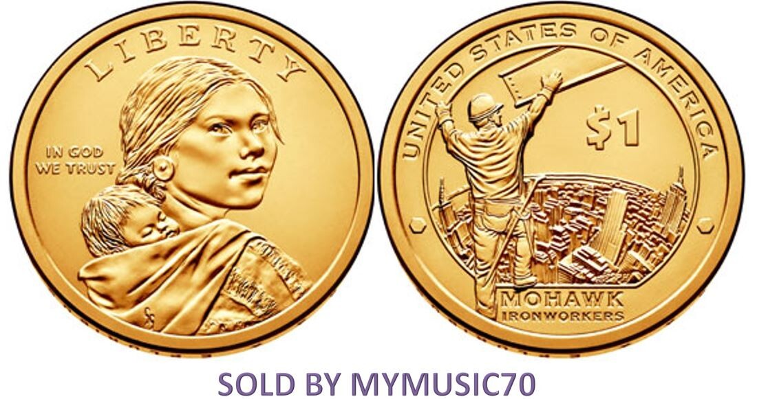 2015 P & D Sacagawea Golden Dollar MOHAWK IRON WORKERS - Uncirculated
