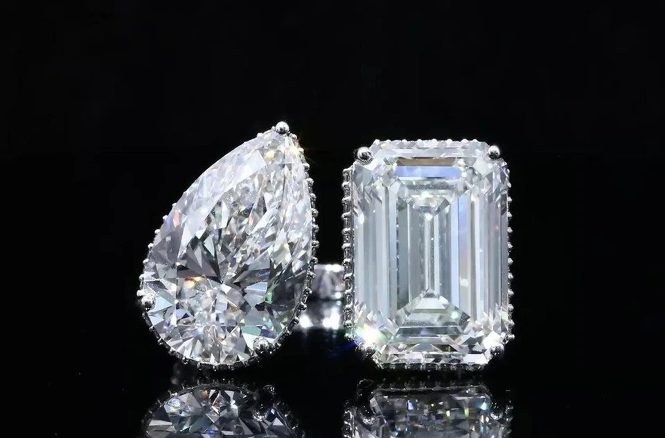 Rare 10 Ct Certified Treated White Diamond Solitaires Ring In 925 Silver