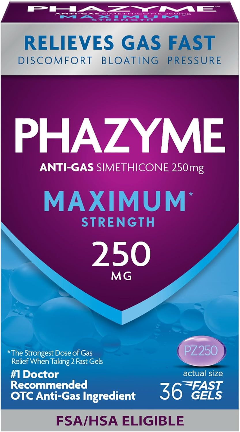 Maximum* Strength Anti-Gas 250 Mg Simethicone Gas Relief for Adults, Fast Gels Q