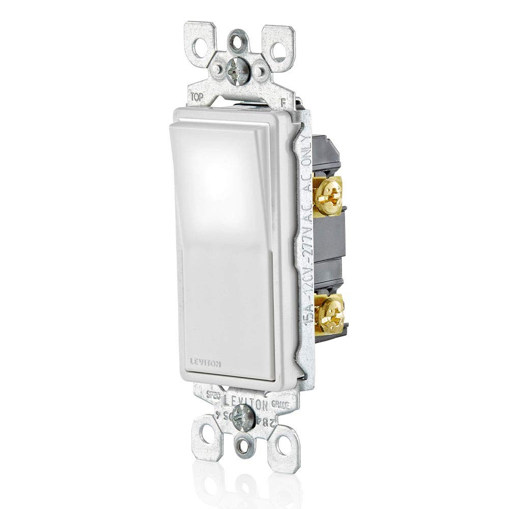 15 Amp Decora LED Light Switch, Illuminated Single Pole, White