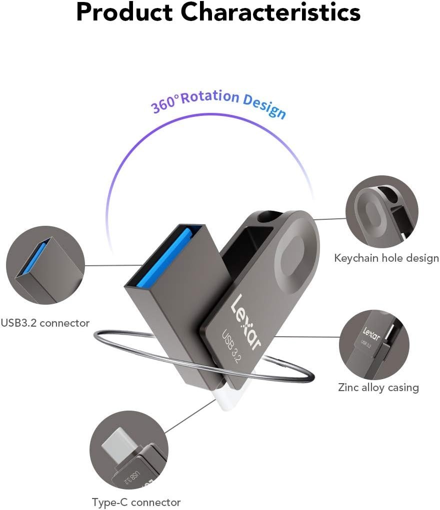 128GB Type-C USB Flash Drive with Dual Connectivity - Fast, Durable & Compact