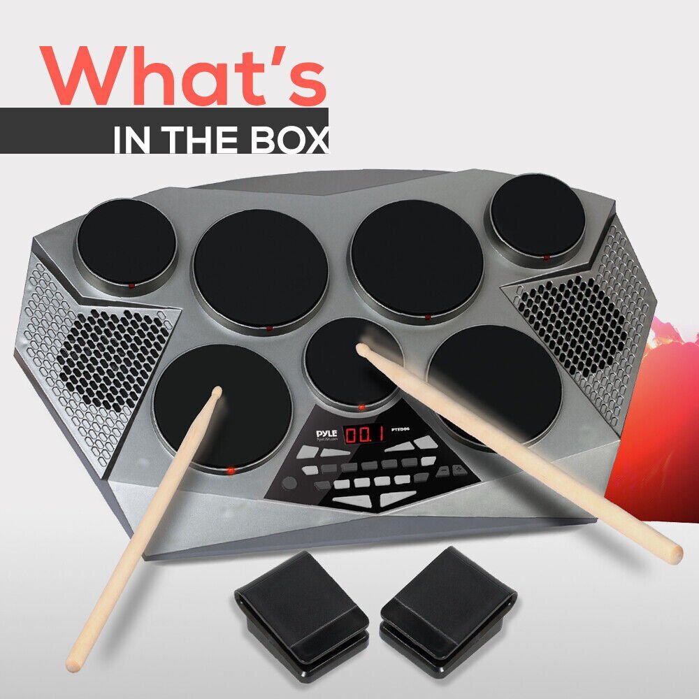 NEW Pyle Electronic Tabletop Drum Machine - Digital Drumming Kit PTED06