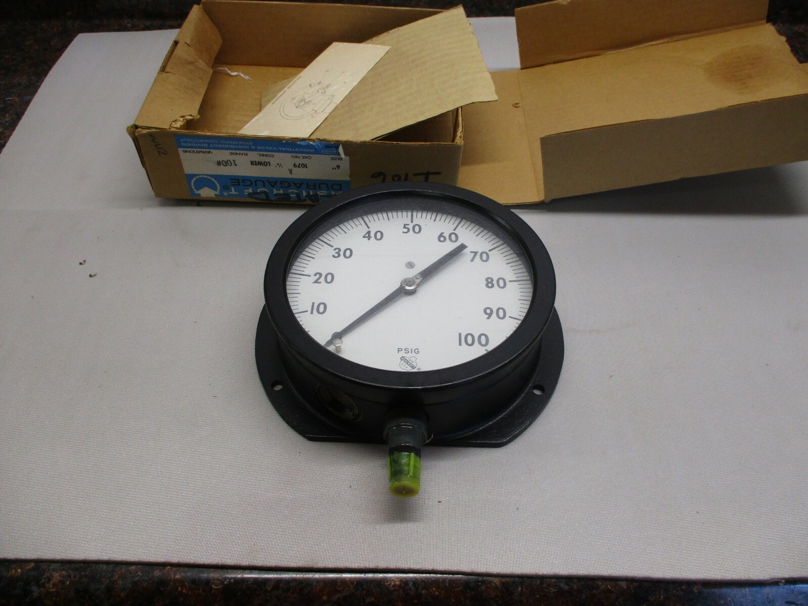 ASHCROFT DURAGAUGE 1079A 6" GAUGE IRON CASE 1/4" LOWER RANGE 0-100 PSIG