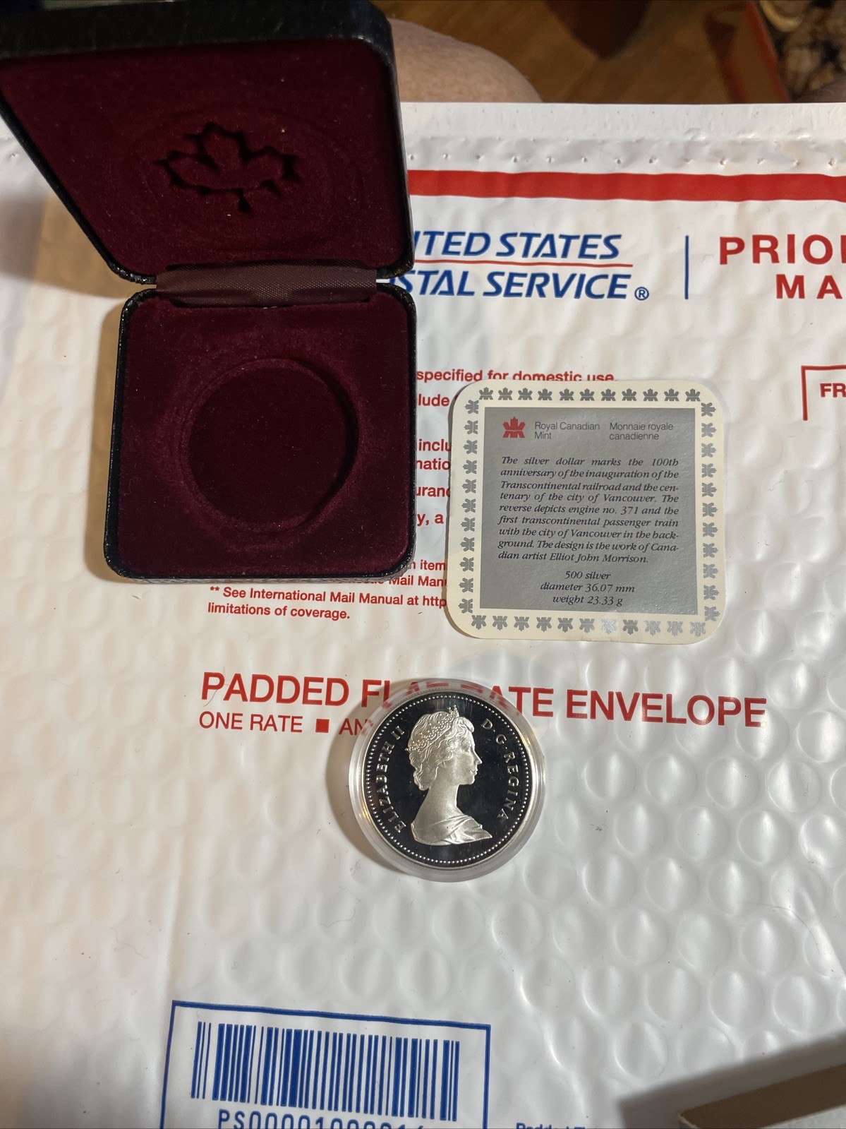 Royal Canadian Mint Silver Dollar 1986