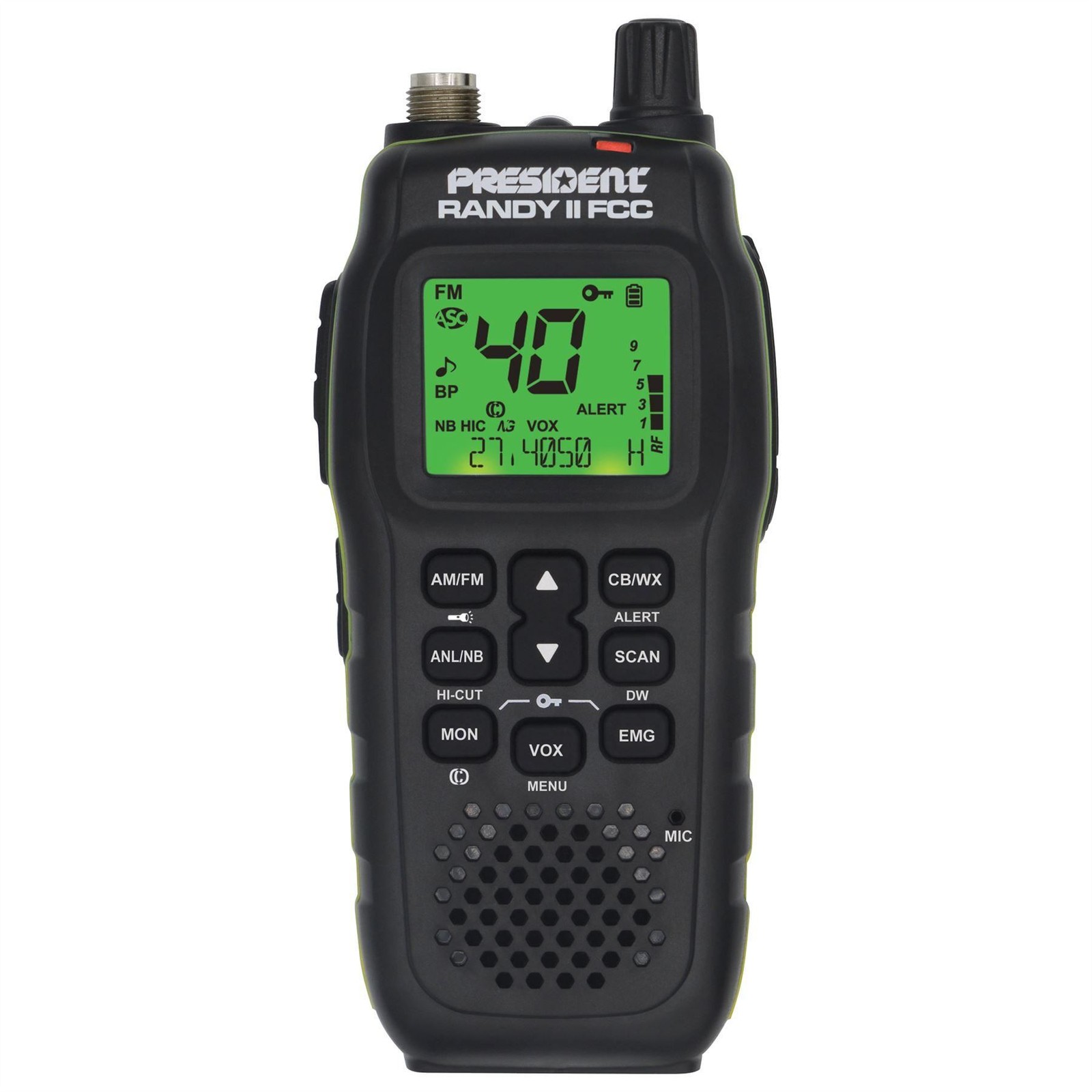 President Randy II FCC Handheld CB Radio AM/FM w/ 40 Channels LCD Display
