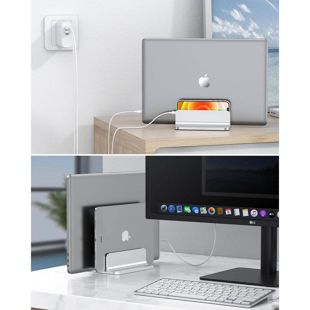 Updated Double Vertical Laptop Stand Adjustable Dock Holder for Macbook Surface
