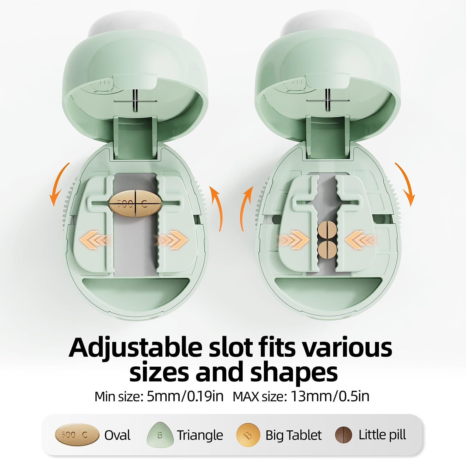 ZHIYES Adjustable Pill Cutter Splitter for Small and Tiny Pills, 1/2 Green