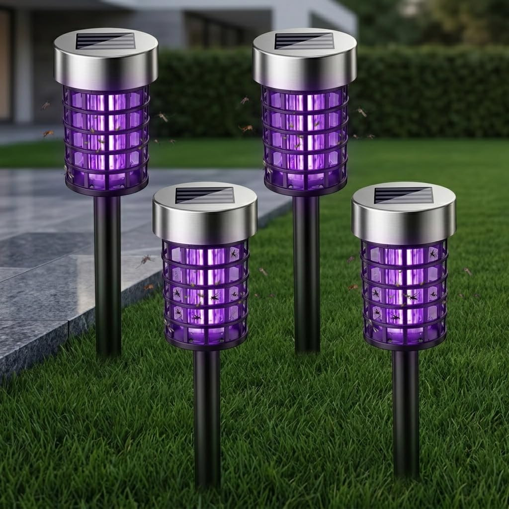 4 Pack Upgraded Solar Bug Zapper Outdoor Waterproof Mosquito Repellent Outdoor P