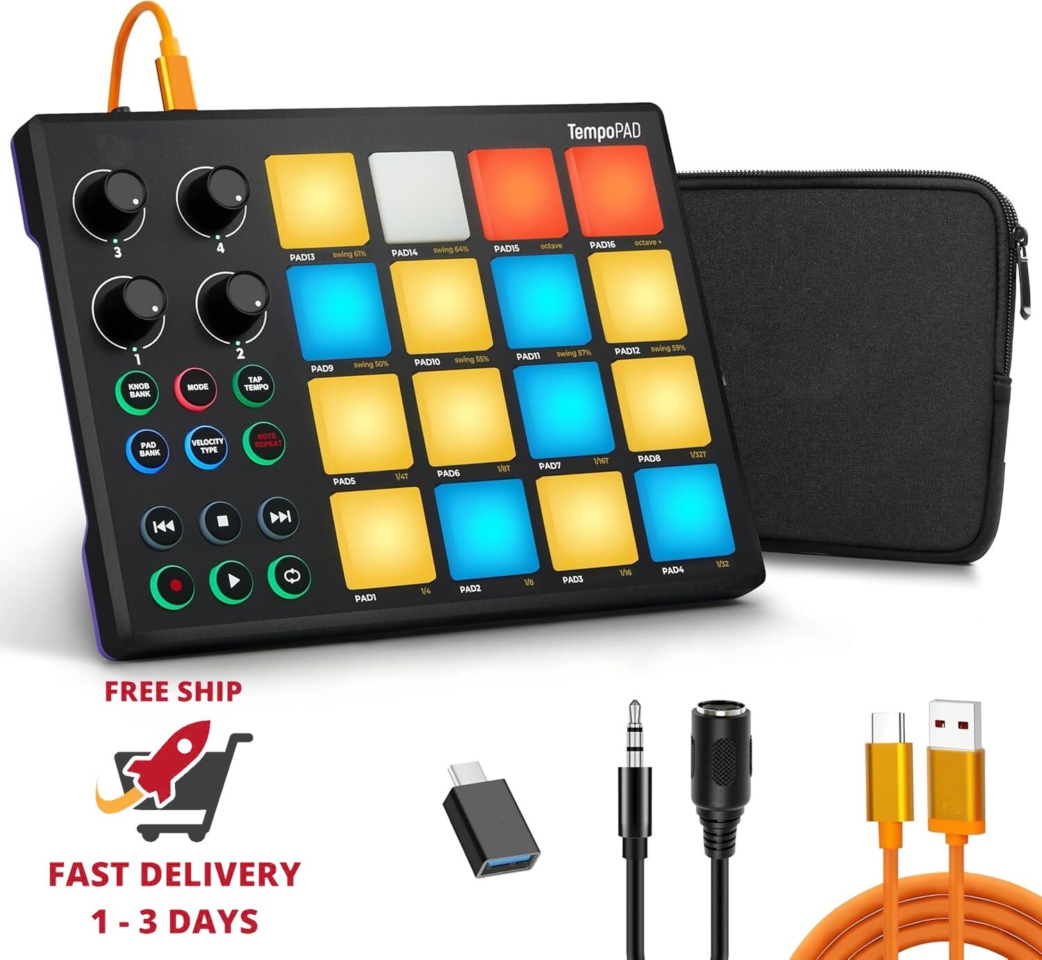TempoPAD - Controlador MIDI para producción musical, máquina de ritmos