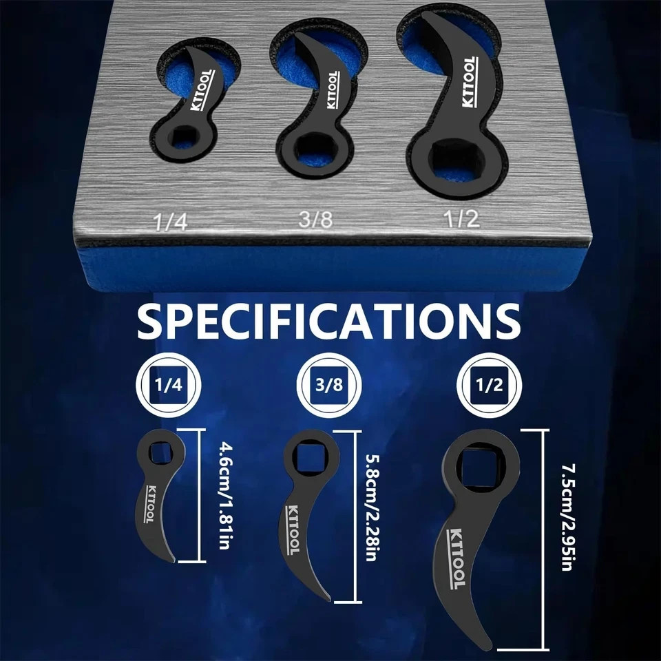 KTTOOL 3 Pcs Pry Bar Wrench Adaptor Head Set, Crowbar Adapter Head Tool, Half...