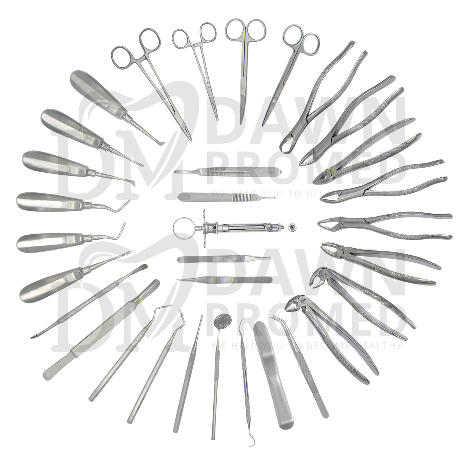 32 Pcs Oral Dental Extraction Surgery Extracting Elevators Forceps German Grade