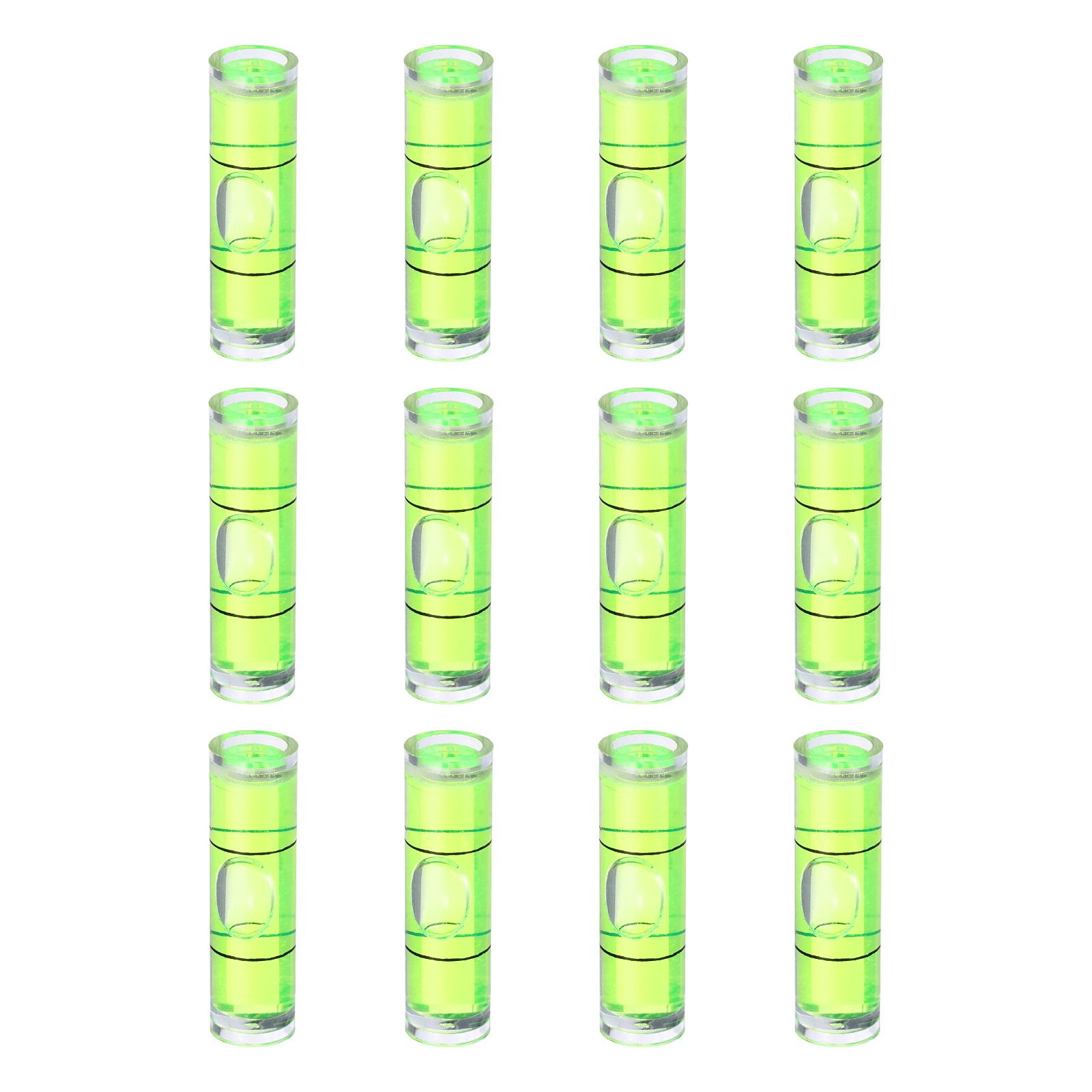 12Pcs Cylindrical Bubble Spirit Level Vials 10x35mm Bubble Spirit Level, Green