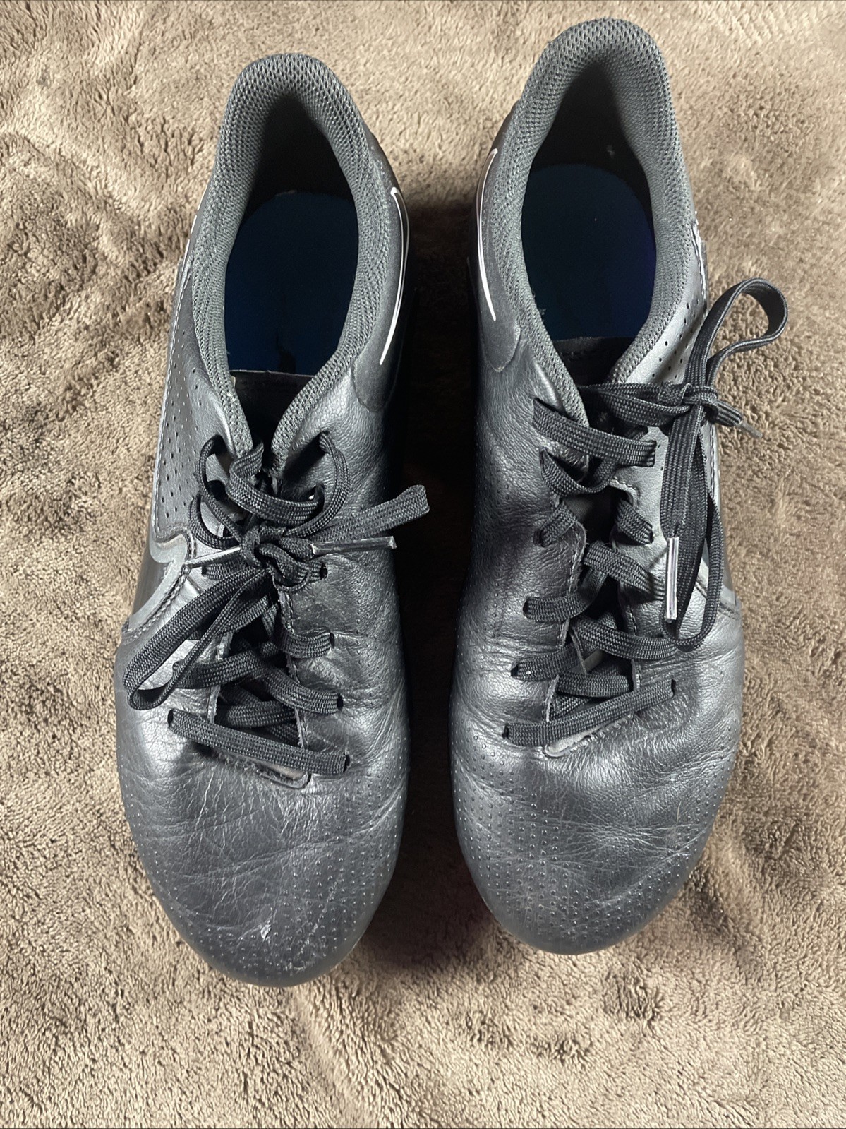 Nike Tiempo Soccer Cleats Black Blue Men's US 6.5 Football Boots 317609-071