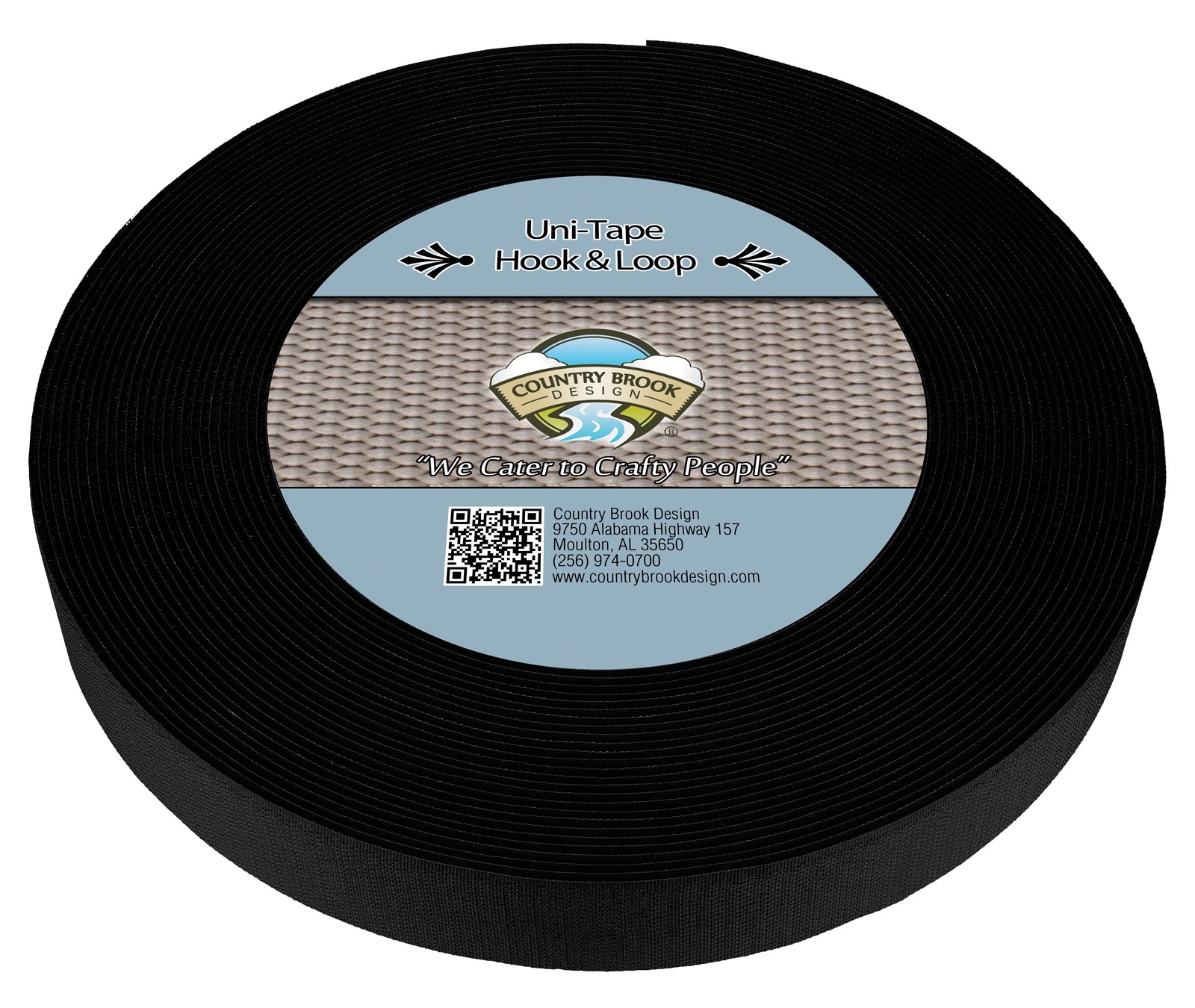 Country Brook Design® 1 Inch Black Uni-Tape Hook and Loop, 50 Yards