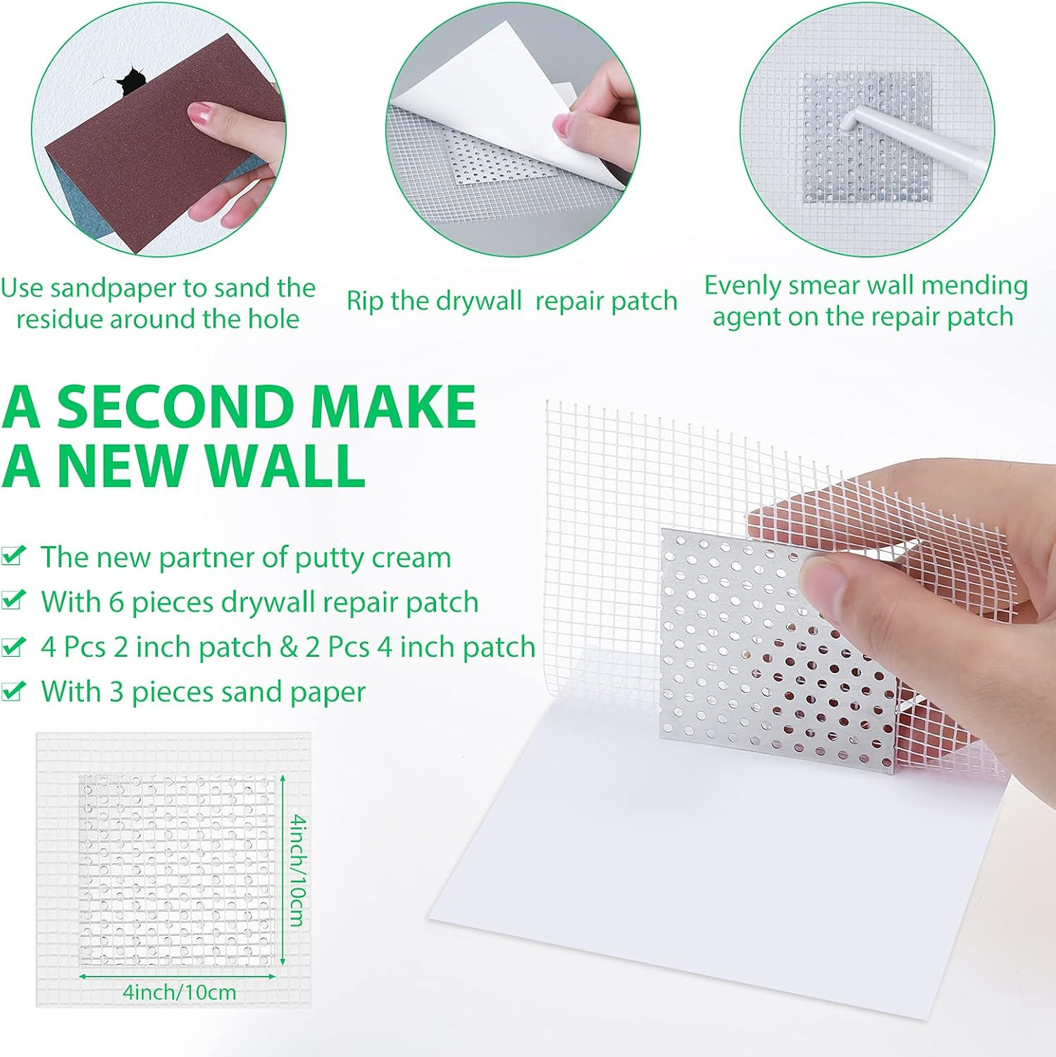 Drywall Repair Kit - Large Hole Patch, Wall Mending Agent with Scraper - Easy to