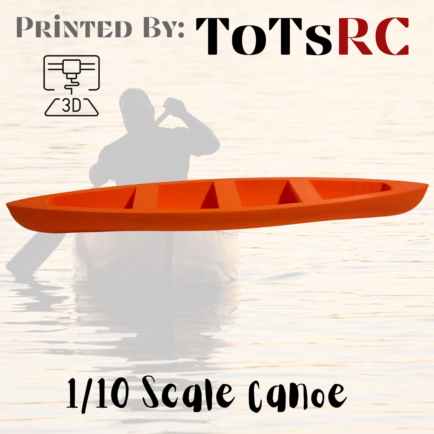 Canoe 3D Printed Model RC Car Crawler Accessories 1/10 1/12 Scale