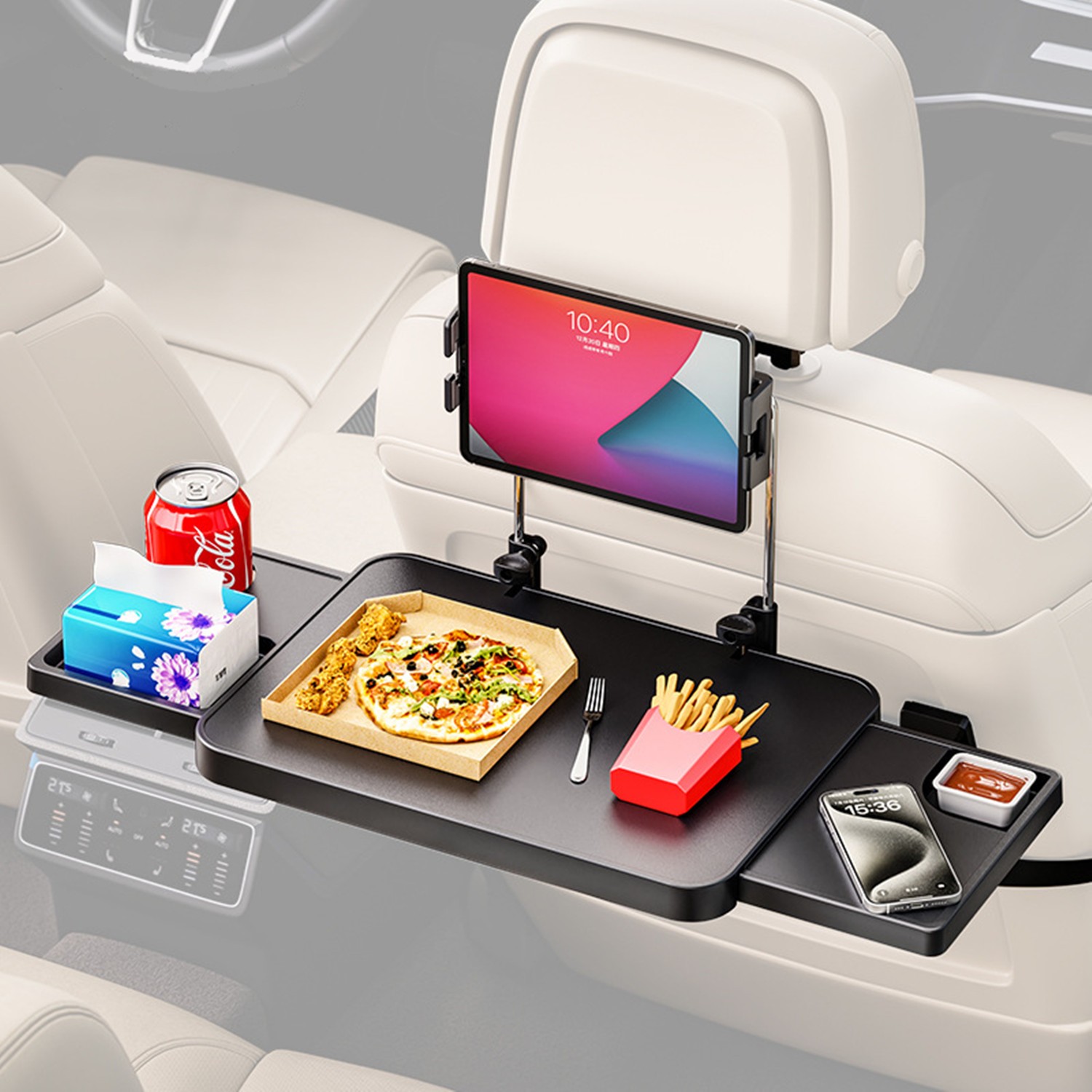 2-in-1 Car Steering Wheel Tray Adjustable Car Food Table for Writing Laptop Work