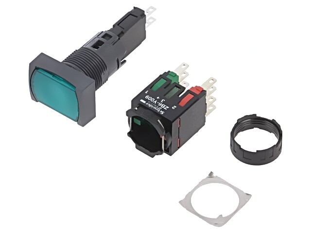 XB6DW3B5B switch: pressure 16mm rod.pos: 1 NC+NO green LED 12-24VDC SCHNEIDER E