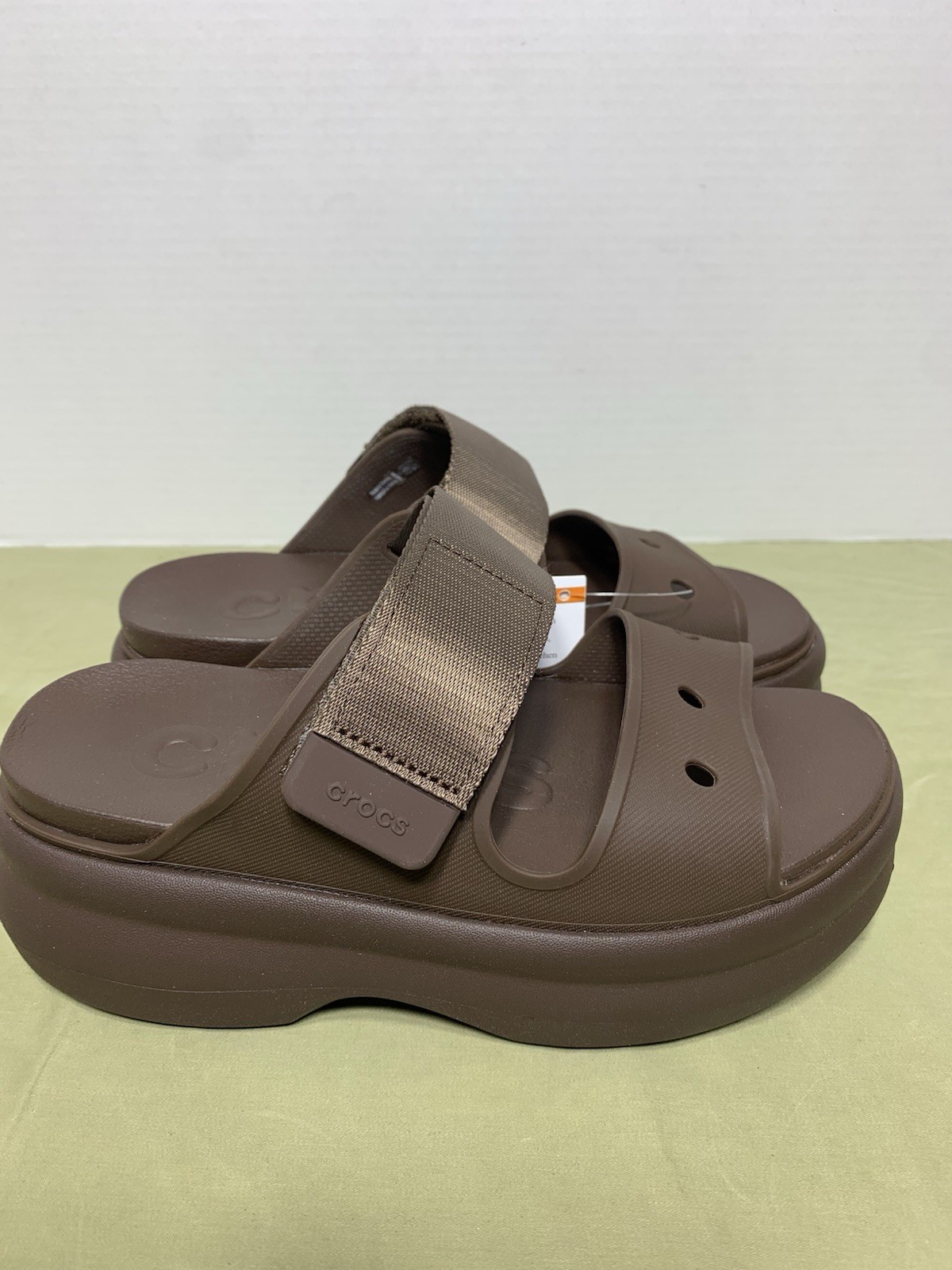 Crocs Women's Soho Two-Strap Sandals, Platform Sandals, Brown, Medium Width Sz 5