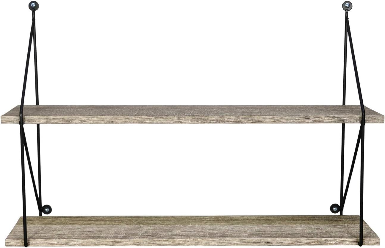 Floating Shelf Metal Brackets Wall Mounted Rustic Wood Wall Storage 24"L