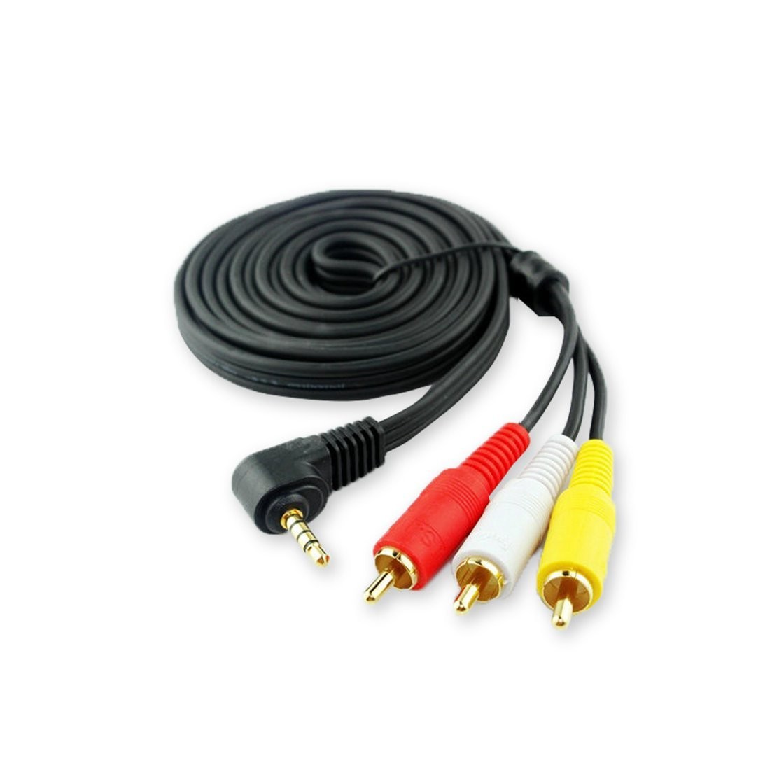 HTTX 3.5mm Male Audio Stereo Jack to 3 RCA Female AV Camcorder 5 feet, Black