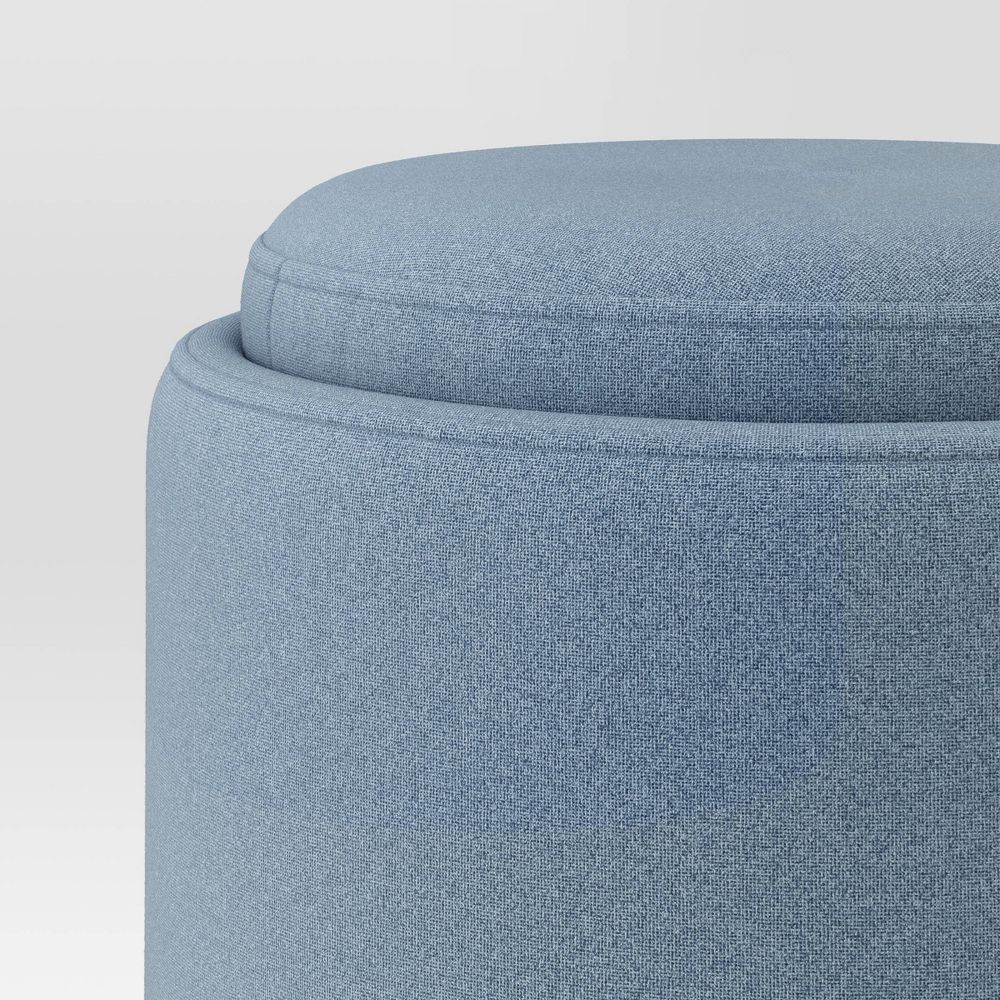 Round Upholstered Storage Ottoman Blue - Room Essentials