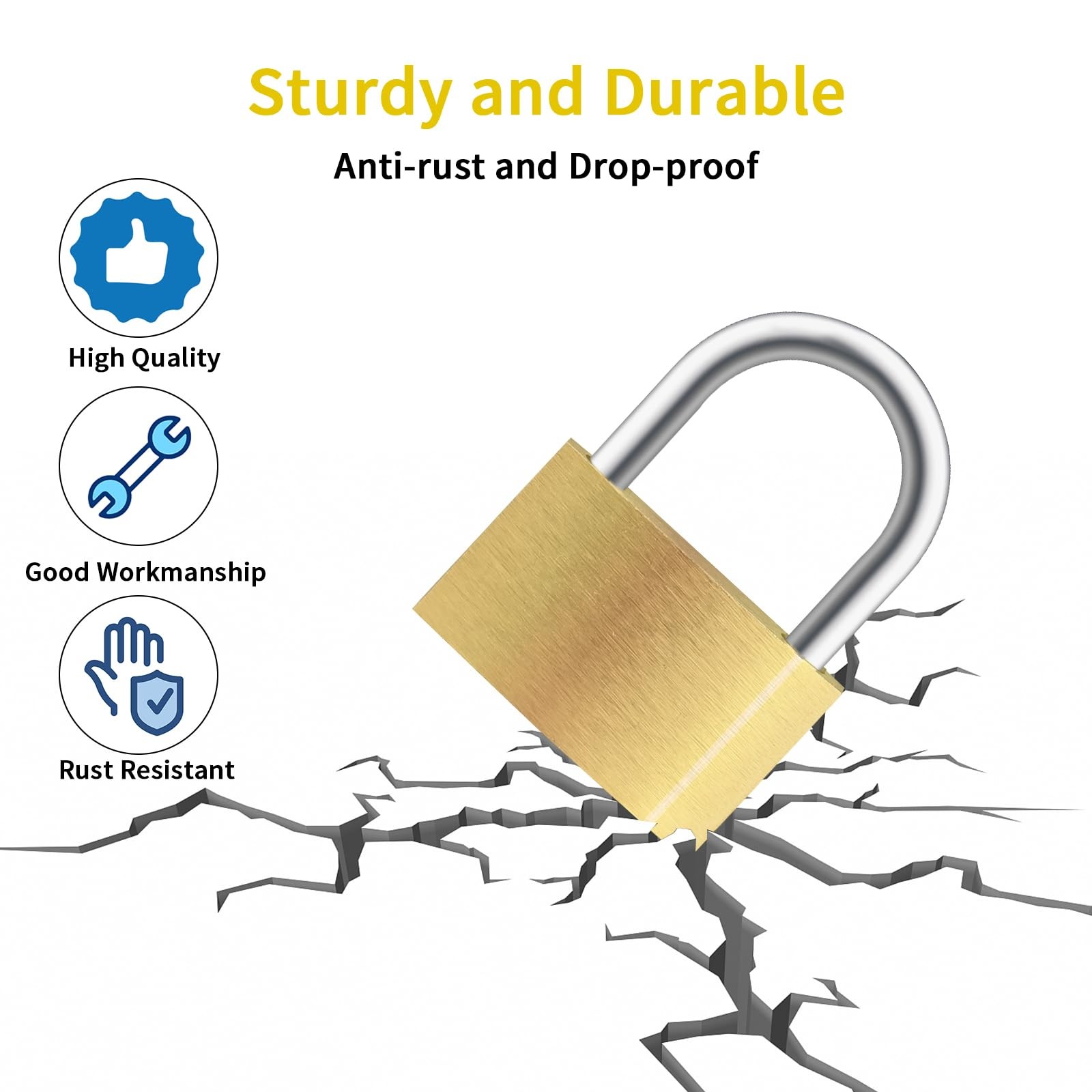 Lockwise 4pcs Small Lock, Solid Brass Keyed Padlock with Key, Locks