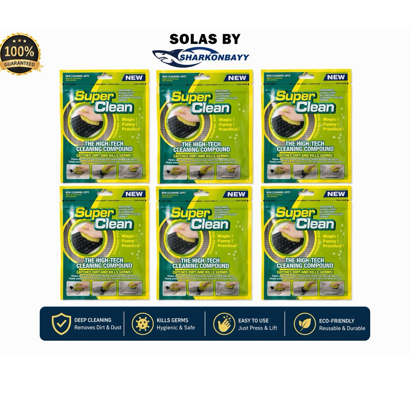 Super Clean High-Tech Cleaning Gel Compound 6-Pack for Keyboard Car Electronics