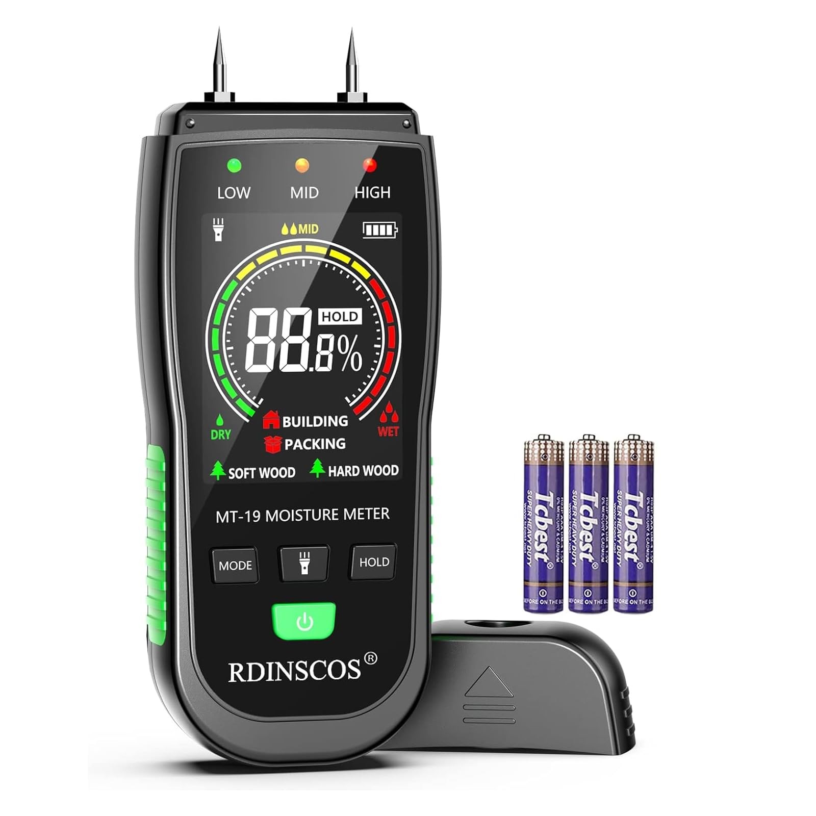 New RDINSCOS Digital Moisture Meter Wood for Firewood Drywall & Lumber Pin-Type