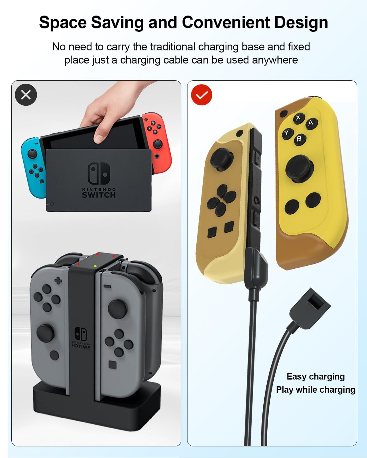 SYACHI Joycon Charger Cable for Switch, Portable USB Cable...