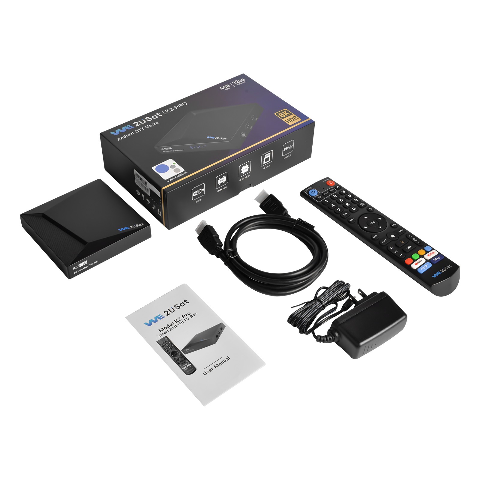 WE2USAT K3 PRO 6K Super Clear Android Smart TV Box Multi-function Media Player