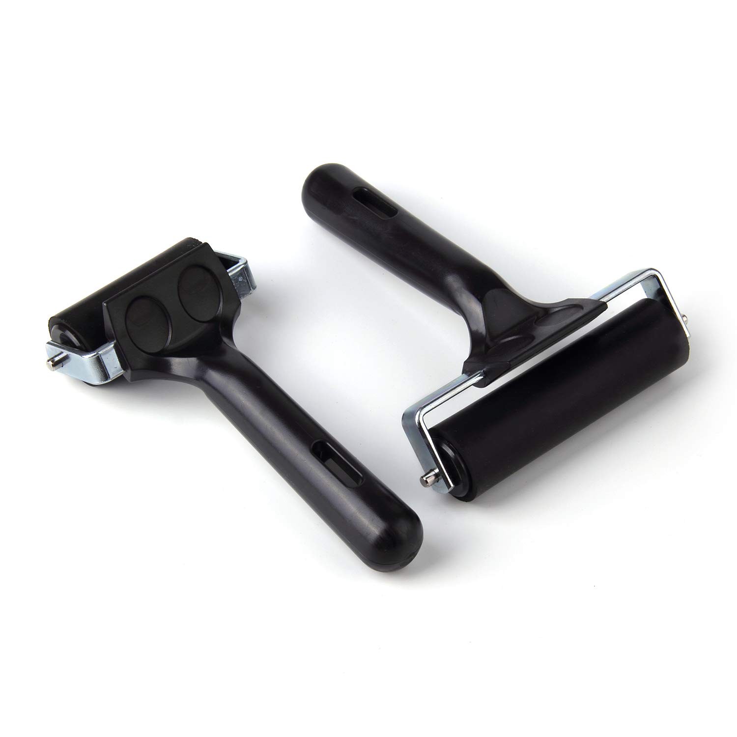 2Pcs Rubber Roller Brayer Rollers Hard Rubber 4 and 2.2 Inch for Printmaking (Bl