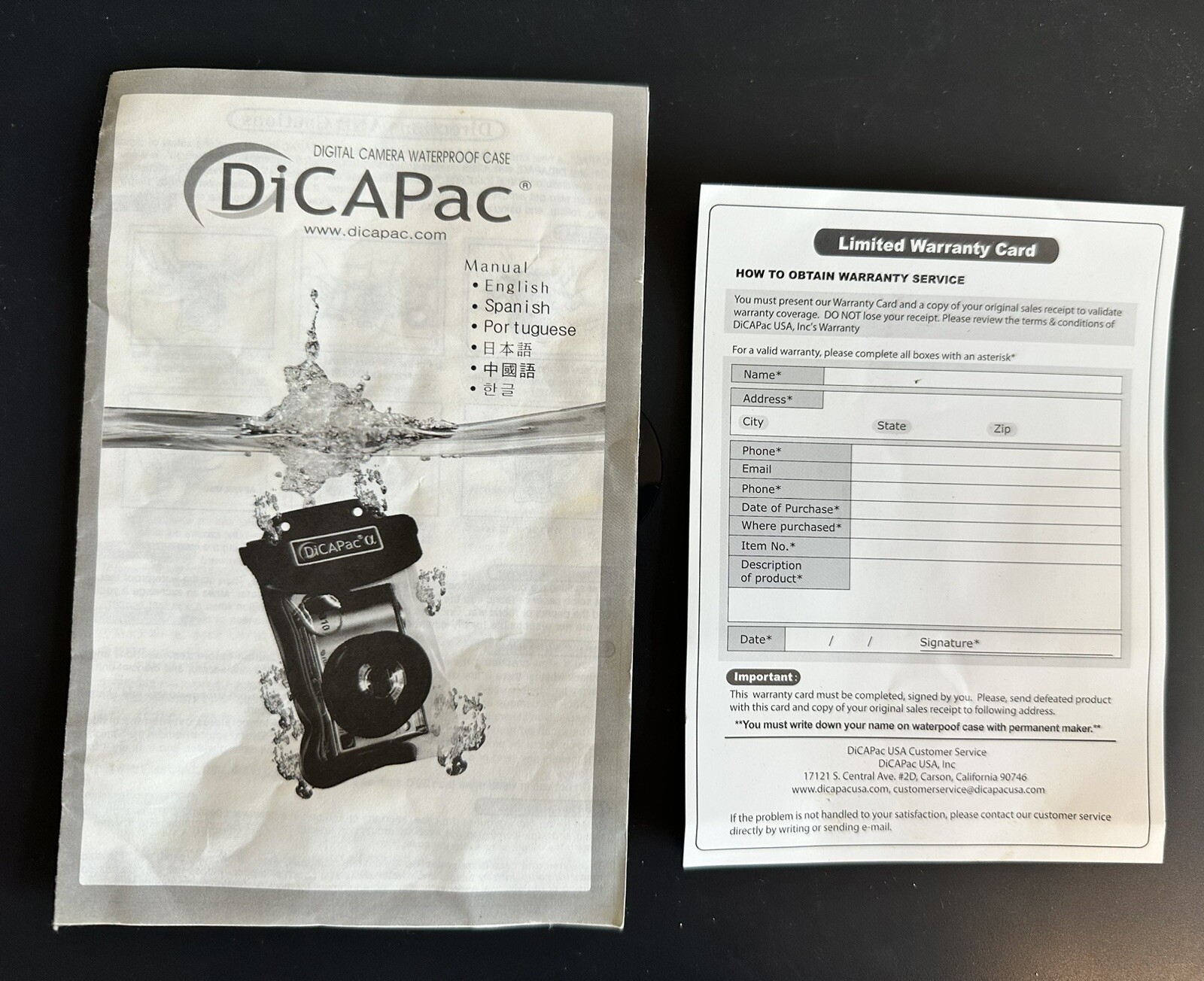 DiCAPac Waterproof Case For Digital Camera In Box WP-310