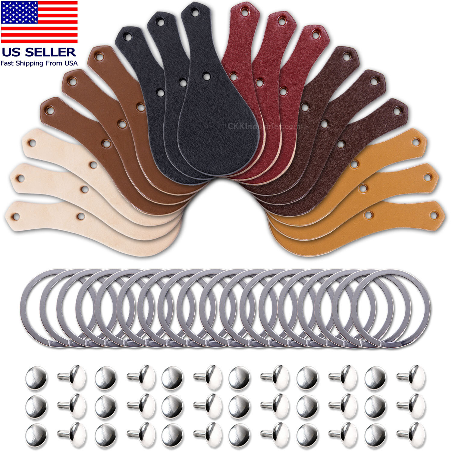 Leather Key Fob Kits - 8-9oz Leather - Variety of Color Options - Keychain Kits