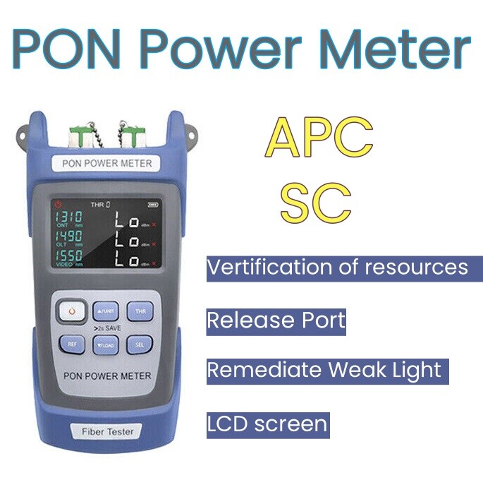 PON Power Meter Handheld Optical Fiber Tester FTTX ONT/OLT 1310nm/1490nm/1550nm