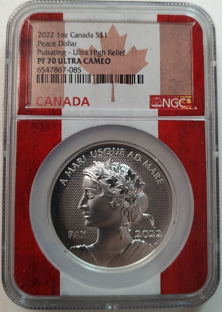 2022 CANADA 1OZ SILVER PULSATING PEACE DOLLAR NGC PF70 UCAM ULTRA HIGH RELIEF
