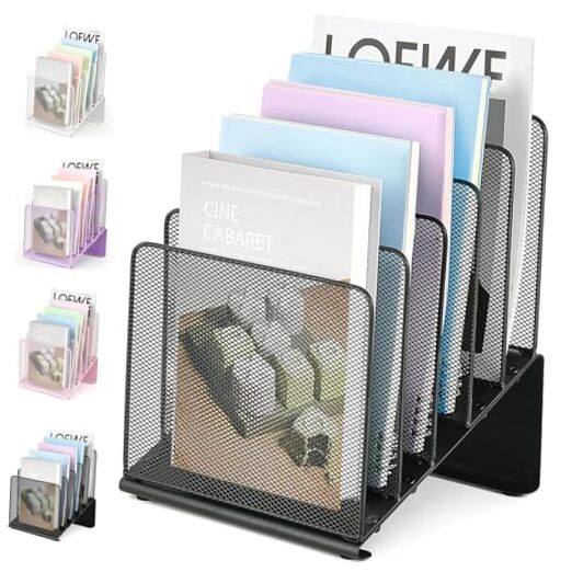 File Organizer for Desk, File Folder Organizer with 5-Section Vertical Black