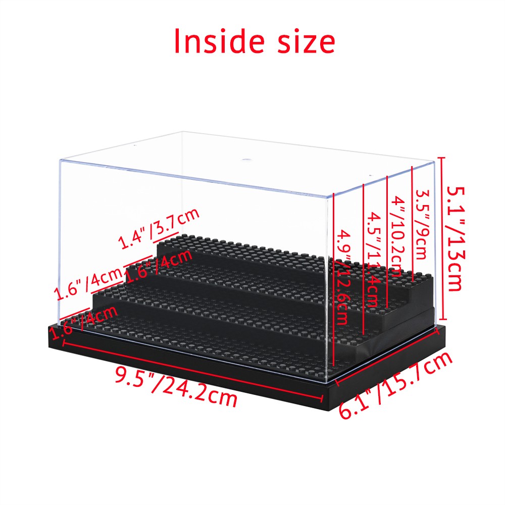 US Minifigure Acrylic Clear Display Case Box 4 Step Plastic Dustproof Stackable