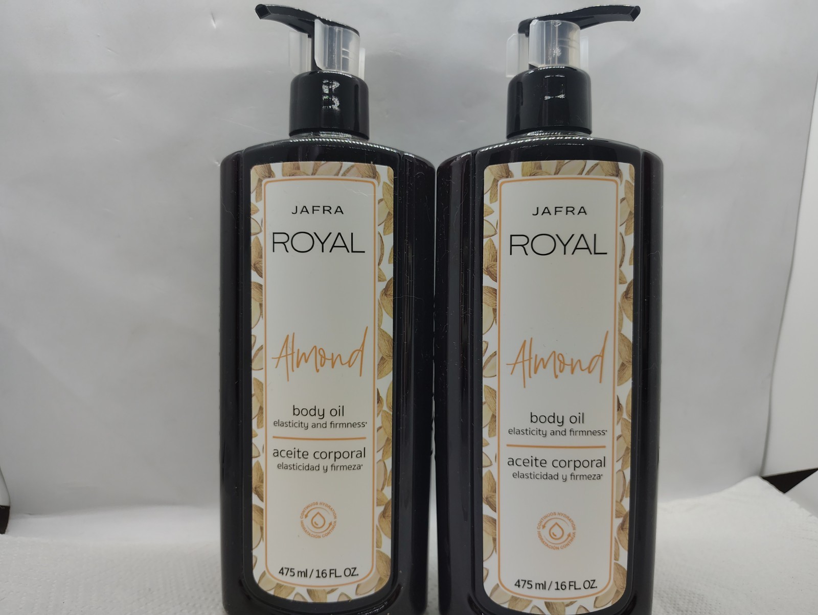 2 x Jafra Royal Almond Rich Body Oil With Vitamin E 16 Fl Oz / 475ml ~ NEW