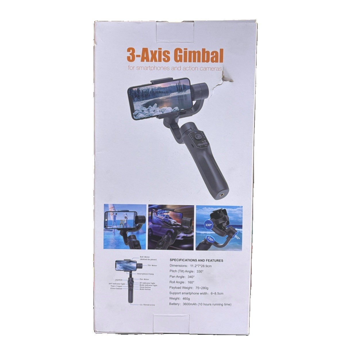 F10 PRO 3-Axis Gimbal Stabilizer Foldable Smartphone Action Camera Handheld -OB