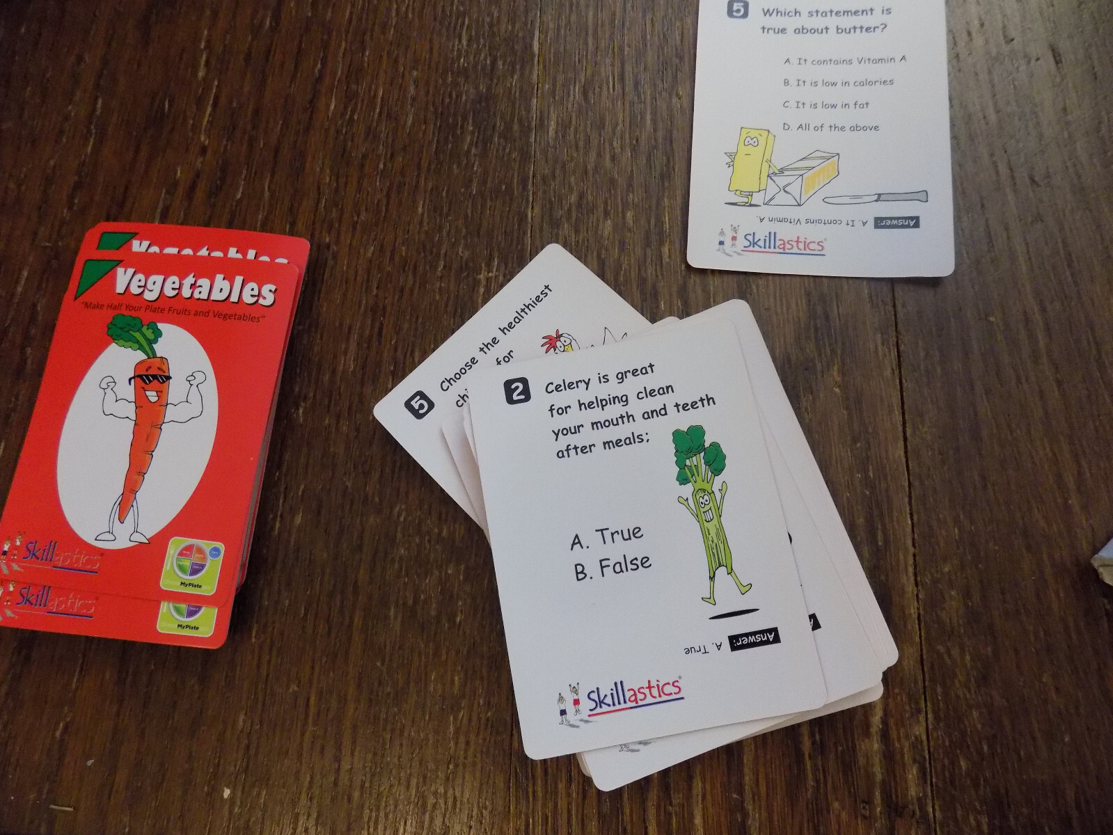 Skillastics Nutritional Cards Food groups Questions Answers Veggies Fruit Learn
