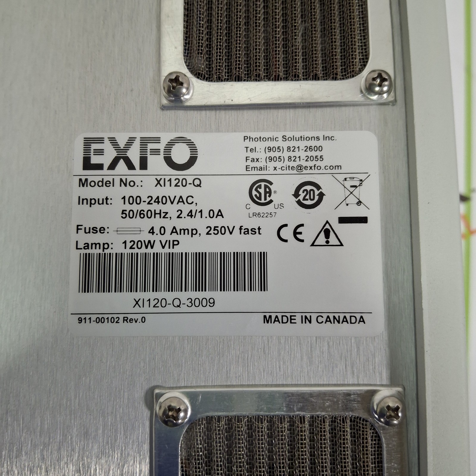 Exfo Xl120-Q X-Cite Fluorescence Illumination Unit