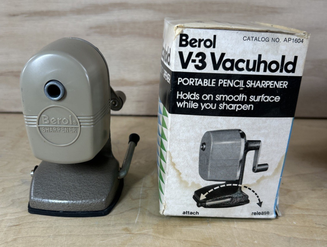 Vintage Berol V-3 Vacuhold Portable Pencil Sharpener No. AP1604 Made In The USA