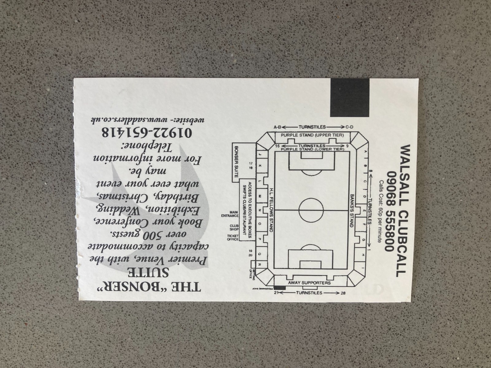 Walsall v Nottingham Forest 2003-04 Match Ticket