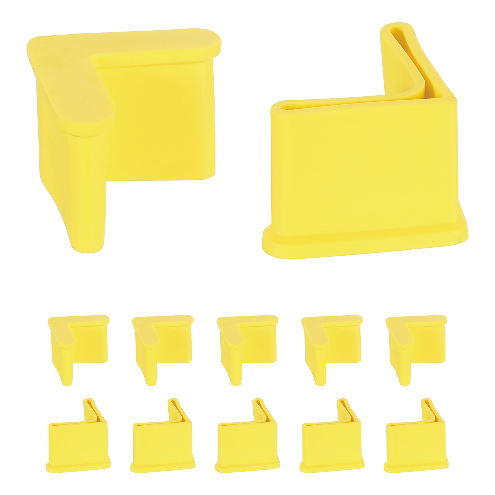 12Pcs 1.18"x1.18" Angle Iron Foot Pad L Shaped Plastic Leg Cap Protector Yellow