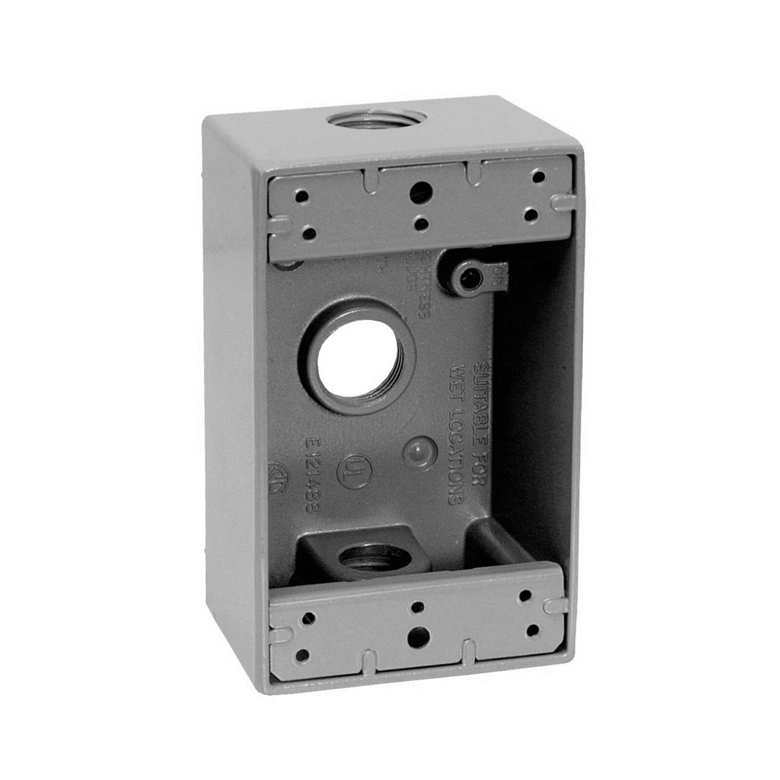Crouse-Hinds TP7011 1-Gang 3-Hole 1/2'' Weatherproof Outlet Box White